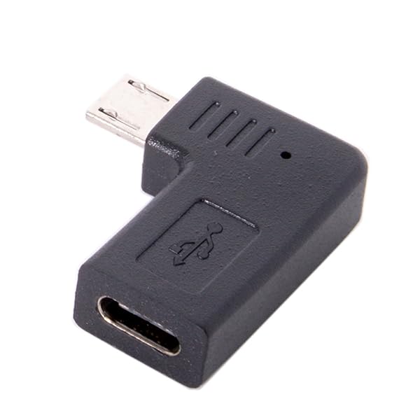 Cablecc USB-C Type-C Female to Micro USB 2.0 5Pin Male Data Adapter 90 Degree Left & Right Angled Type (Left Angled)