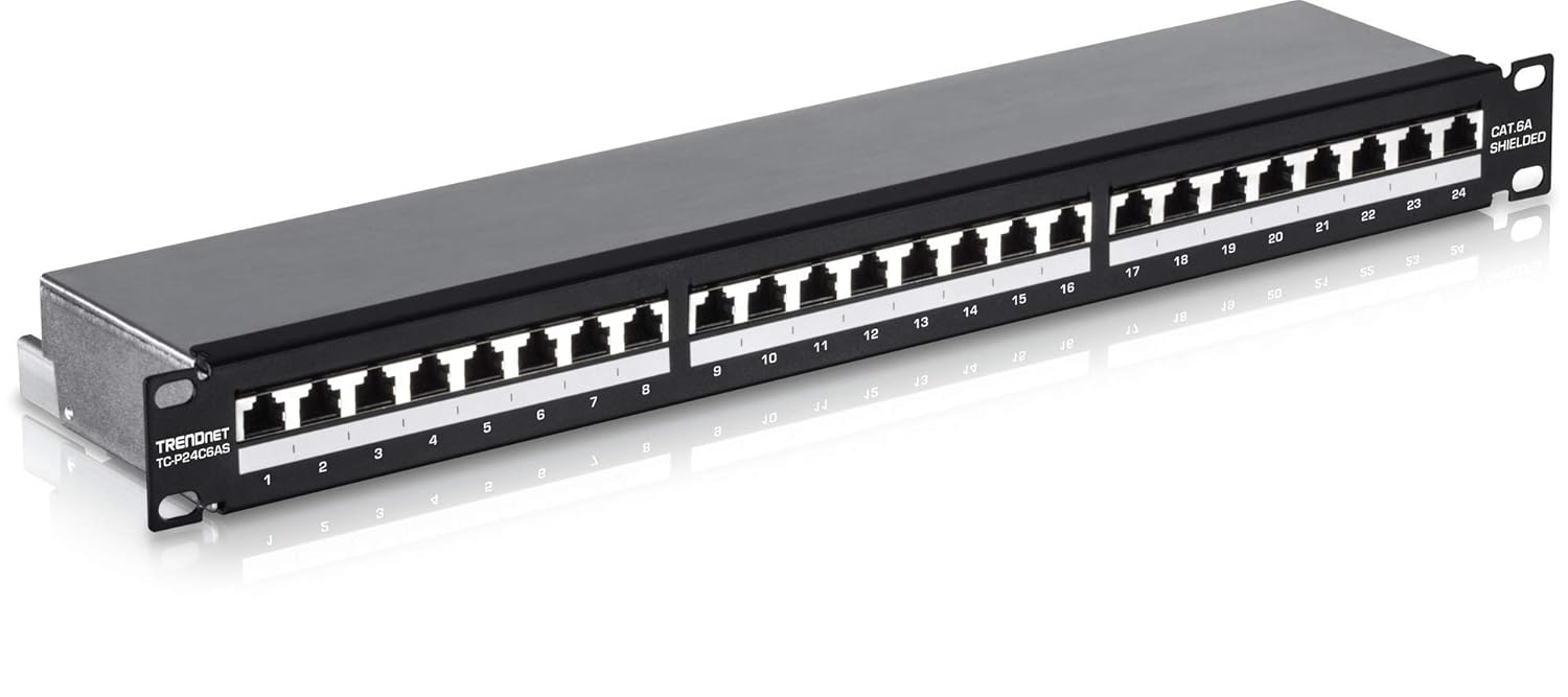 Buy TRENDnet 24-Port Cat6A Patch Panel - 10G Ready, 1U Metal Housing, Cable Management, T568A/B Compatible