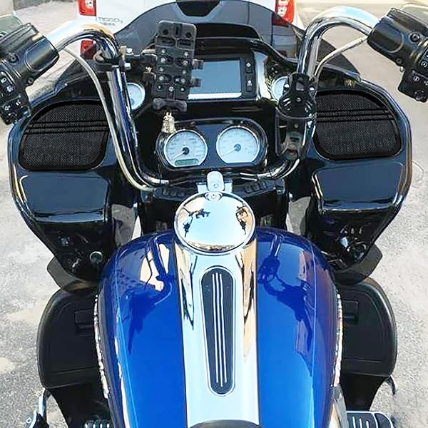 HDBUBALUS Motorbike Tri-Line Speaker Grills Cover Trim Mesh for Harley Road Glide FLTRX 2015 to 2018 Black - View 3 of 7