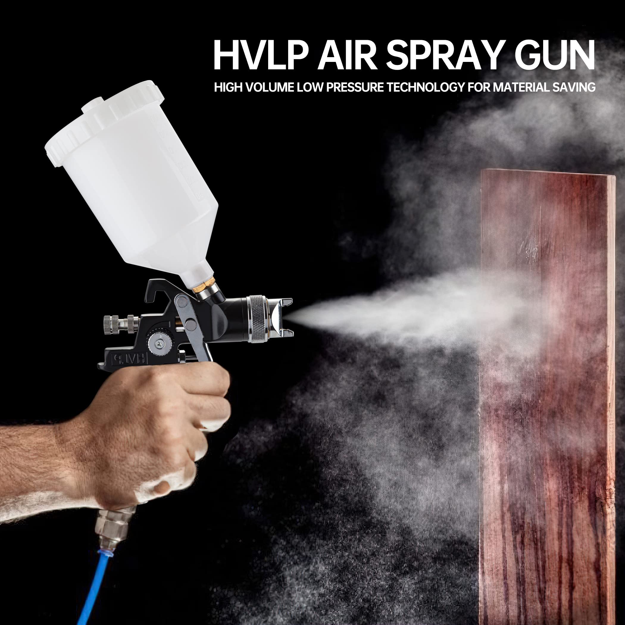 Cartman HVLP Gravity Feed Air Spray Gun H827P 20.2 oz Capacity Optimal Pressure 2-3.5bar 1.4mm Nozzle with Air Regulator - View 6 of 6