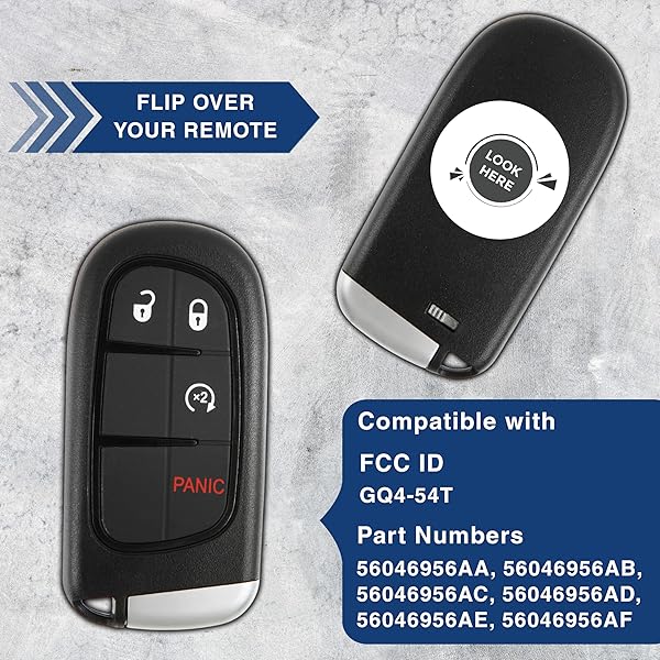 KeylessOption KeylessOption Keyless Entry Remote Start Smart Car Alarm Key Fob for 2013 to 2018 Ram 1500 2500 3500 GQ4-54T - View 6 of 9
