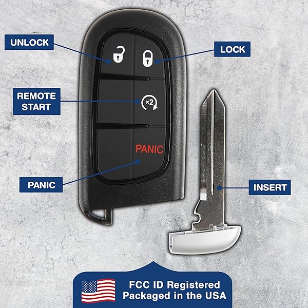 KeylessOption KeylessOption Keyless Entry Remote Start Smart Car Alarm Key Fob for 2013 to 2018 Ram 1500 2500 3500 GQ4-54T - View 7 of 9