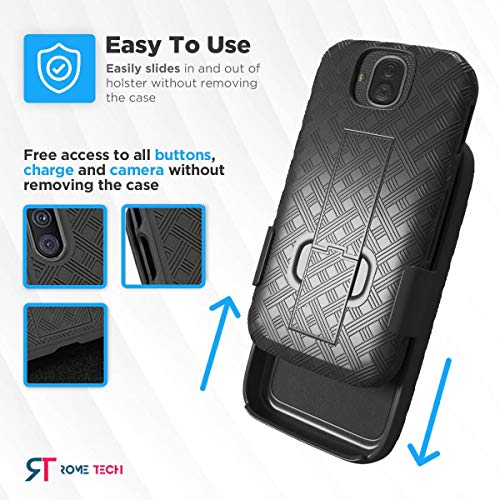 Rome Tech Rome Tech Holster Case with Belt Clip for Kyocera DuraForce Pro E6800 E6810 Slim Heavy Duty Shell Rugged Phone Cover with Kickstand Black - View 6 of 7