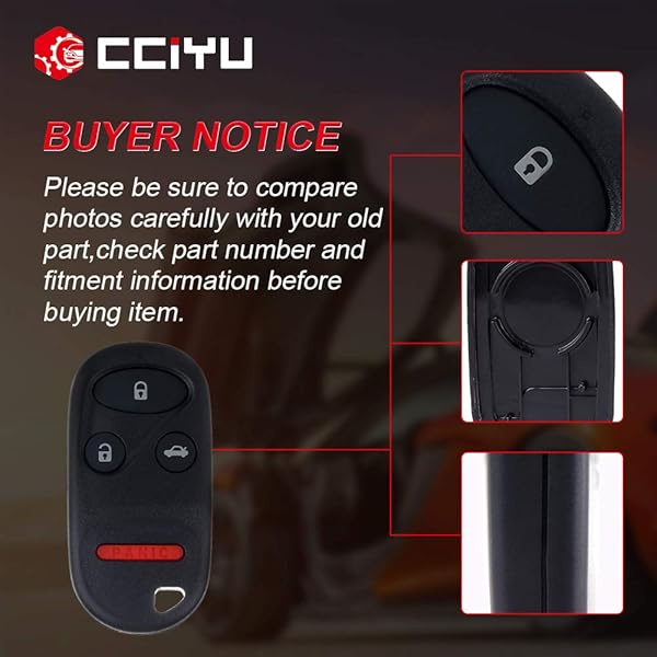 cciyu cciyu 2PCS Keyless Entry Remote Fob Replacement for Acura TL Honda Accord KOBUTAH2T - View 7 of 8