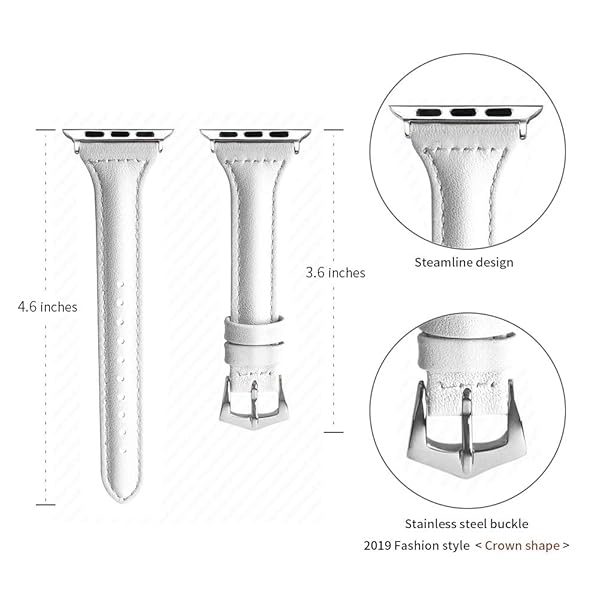 OULUCCI OULUCCI Leather Apple Watch Band 38mm 40mm Compatible with Series 1 2 3 4 5 Sport Edition Stylish Durable Strap - View 3 of 7