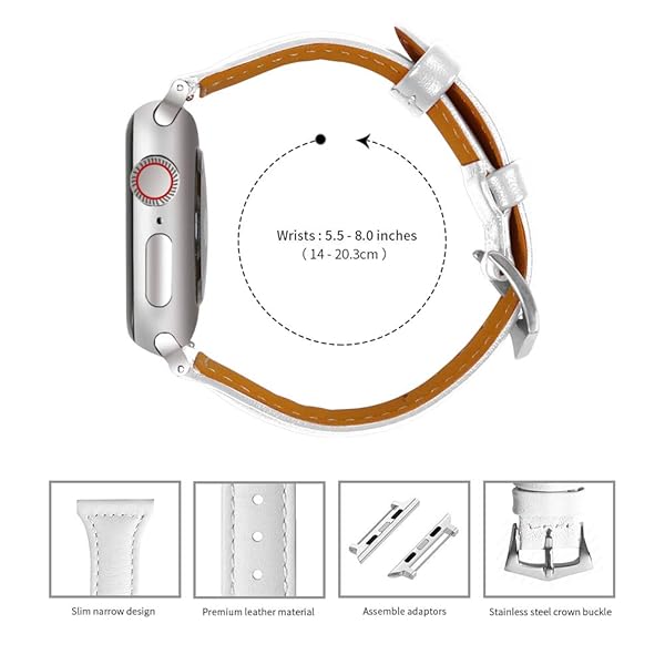 OULUCCI OULUCCI Leather Apple Watch Band 38mm 40mm Compatible with Series 1 2 3 4 5 Sport Edition Stylish Durable Strap - View 4 of 7