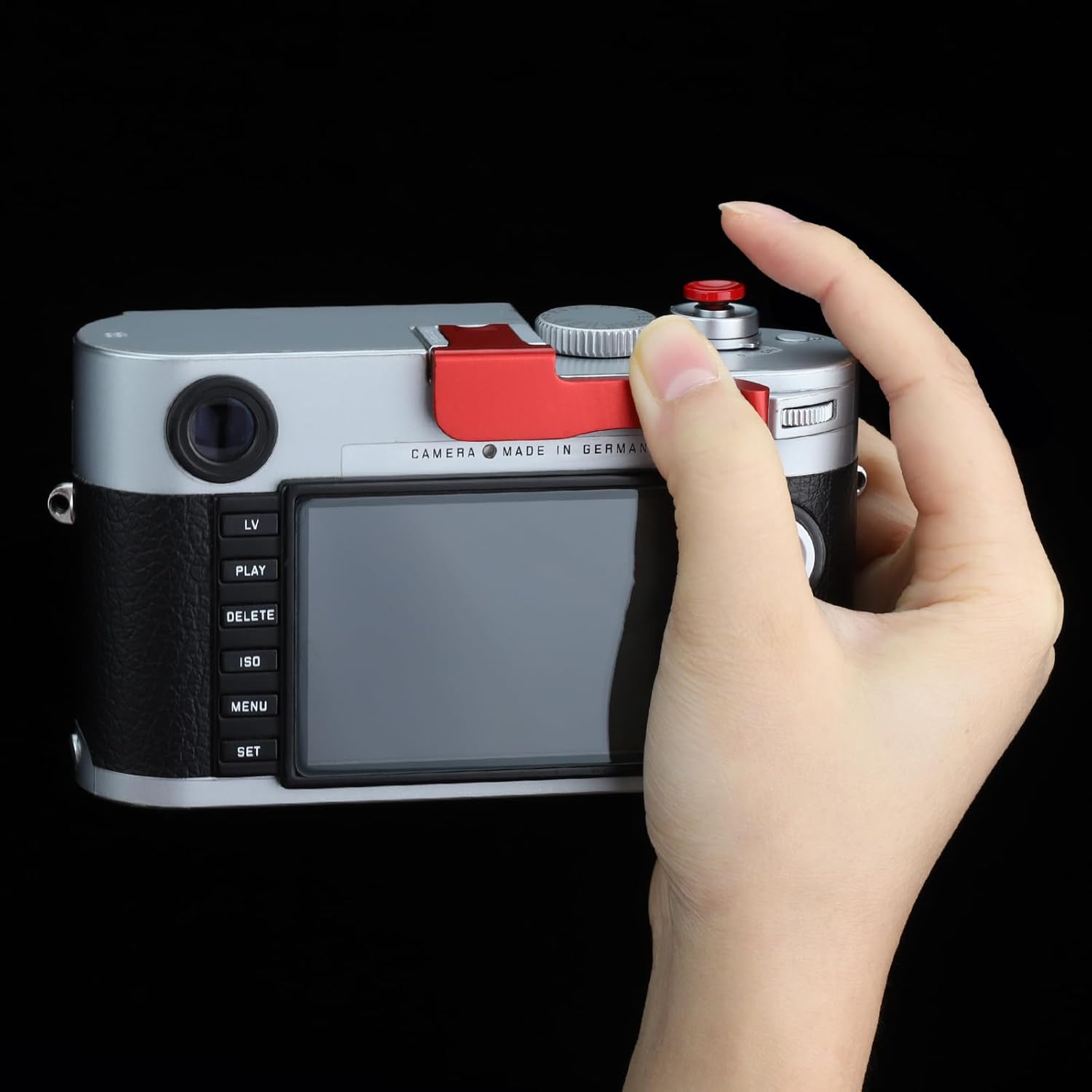 Haoge Haoge THB-M24R Metal Hot Shoe Thumb Up Rest Hand Grip for Leica M240 M262 M-P M-D Camera Red - View 5 of 8