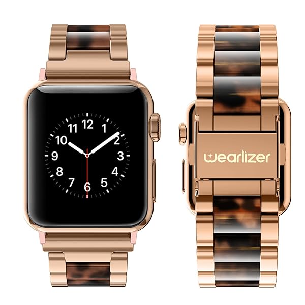 Wearlizer Wearlizer Tortoise Apple Watch Band 38mm 40mm 41mm Stainless Steel Resin Strap for Men and Women Compatible with iWatch Ultra SE Series - View 2 of 7