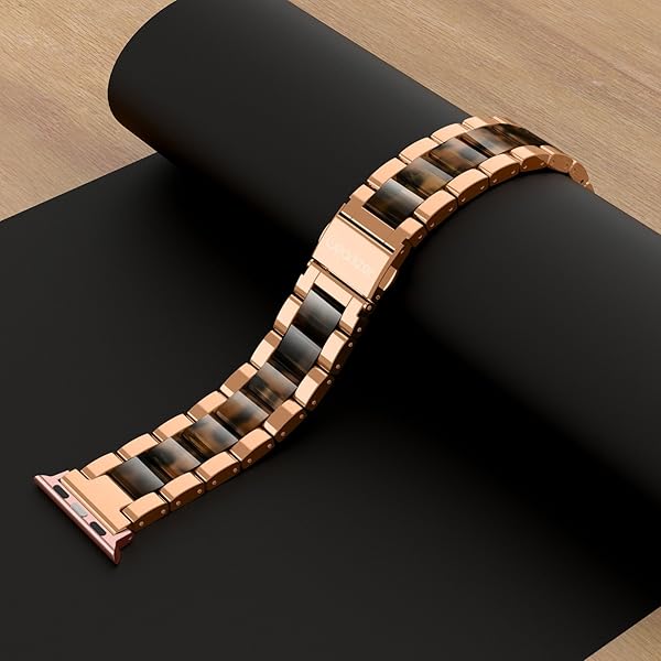 Wearlizer Wearlizer Tortoise Apple Watch Band 38mm 40mm 41mm Stainless Steel Resin Strap for Men and Women Compatible with iWatch Ultra SE Series - View 3 of 7