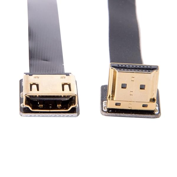 cablecc CYFPV Up Angled 90 Degree HDMI Male to Female FPC Flat Cable for HDTV Multicopter Aerial Photography 20CM