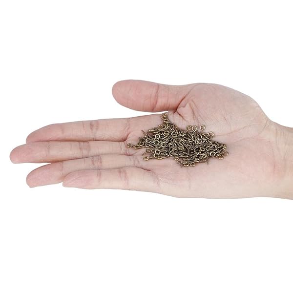 Sonew 200 Mini Eye Pins Hooks & Eyelets for Jewelry Making - Bronze Screw Hooks & Threaded Bails - View 3 of 9