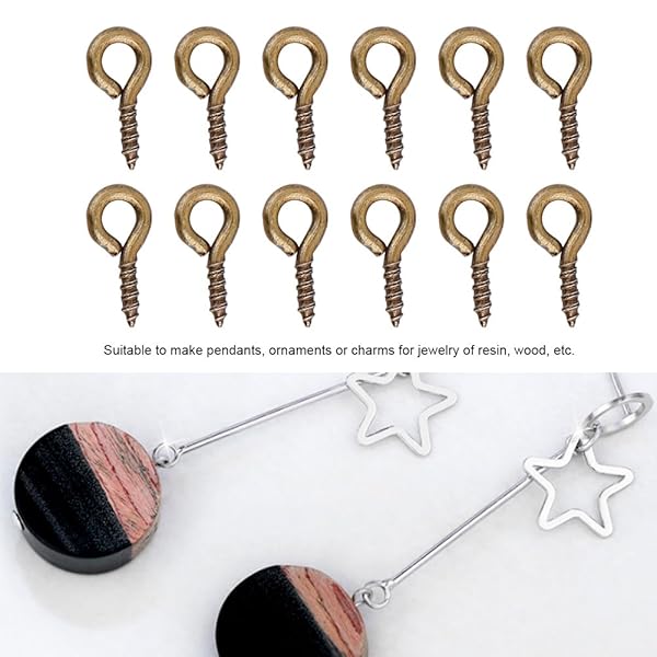 Sonew 200 Mini Eye Pins Hooks & Eyelets for Jewelry Making - Bronze Screw Hooks & Threaded Bails - View 4 of 9