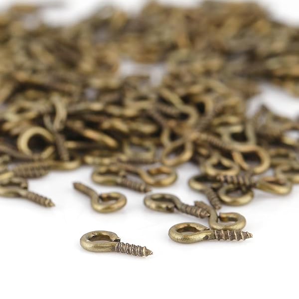Sonew 200 Mini Eye Pins Hooks & Eyelets for Jewelry Making - Bronze Screw Hooks & Threaded Bails - View 5 of 9