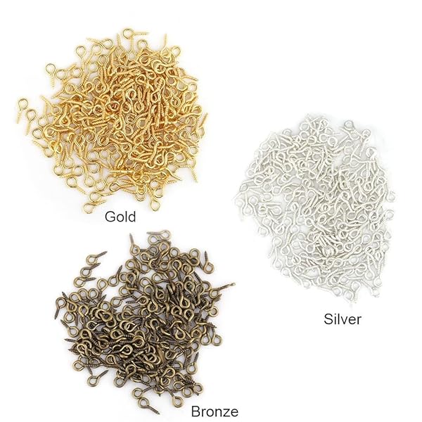 Sonew 200 Mini Eye Pins Hooks & Eyelets for Jewelry Making - Bronze Screw Hooks & Threaded Bails - View 9 of 9