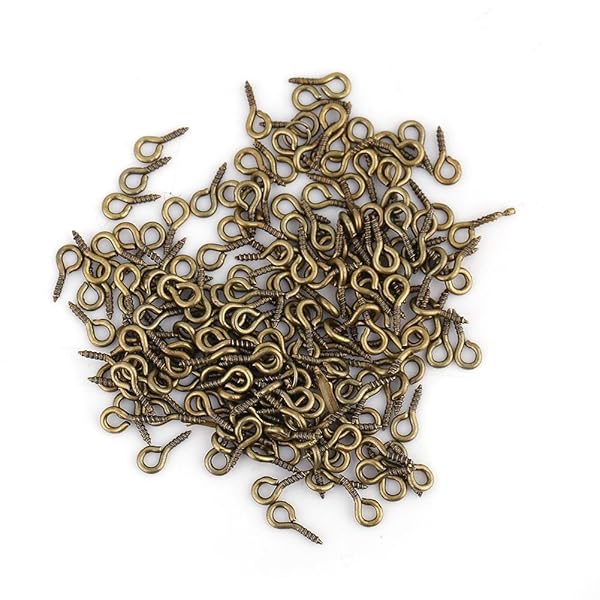 Sonew 200 Mini Eye Pins Hooks & Eyelets for Jewelry Making - Bronze Screw Hooks & Threaded Bails - View 2 of 9