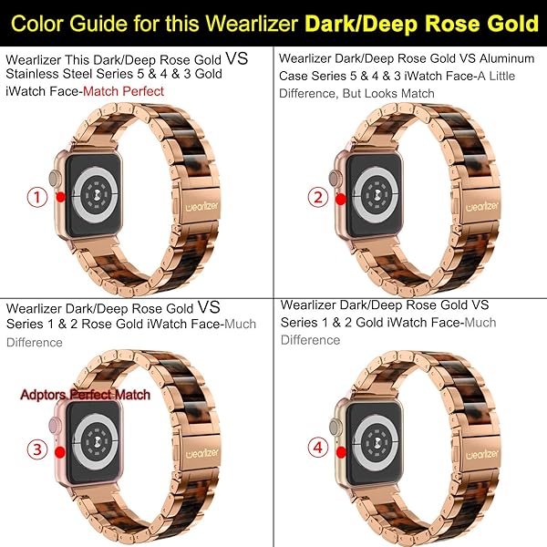 Wearlizer Wearlizer Apple Watch Bands 42-49mm Stainless Steel Resin Bracelet for Men and Women Dark Rose Gold Tortoise Design - View 7 of 7
