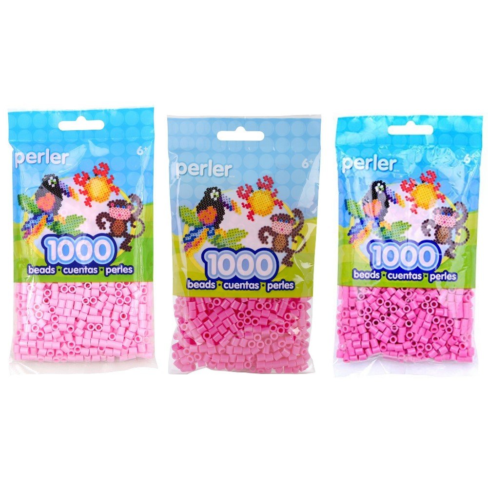 Perler 3000 Pink Light Pink Bubble Gum Plastic Round Craft Beads for Creative Projects