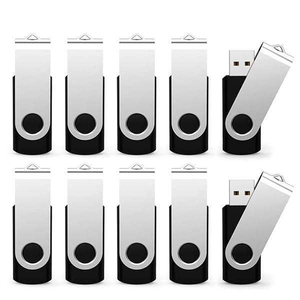 Maspen Maspen 10 Pack 2GB USB 2.0 Flash Drives - Bulk Memory Sticks, Black Thumb Drives for Easy Storage