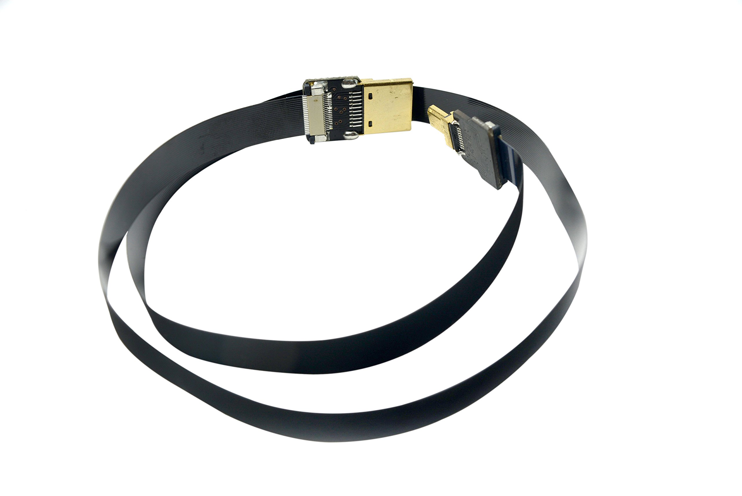 Slim Soft Micro HDMI to Standard HDMI Cable 50CM Compatible with Panasonic Lumix GH4 GoPro Blackmagic BMPCC Sony Alpha A5000 A6000 A7R A7S A6300 A6500 Black - View 3 of 6