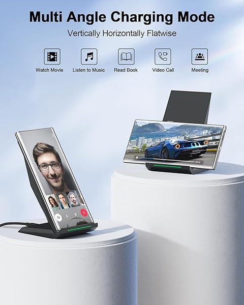 NANAMI NANAMI Fast Wireless Charger Qi Certified Charging Stand with 20W PD Adapter for iPhone and Samsung Galaxy Devices - View 5 of 6