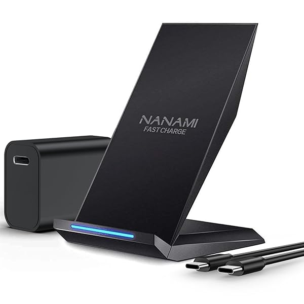 NANAMI NANAMI Fast Wireless Charger Qi Certified Charging Stand with 20W PD Adapter for iPhone and Samsung Galaxy Devices