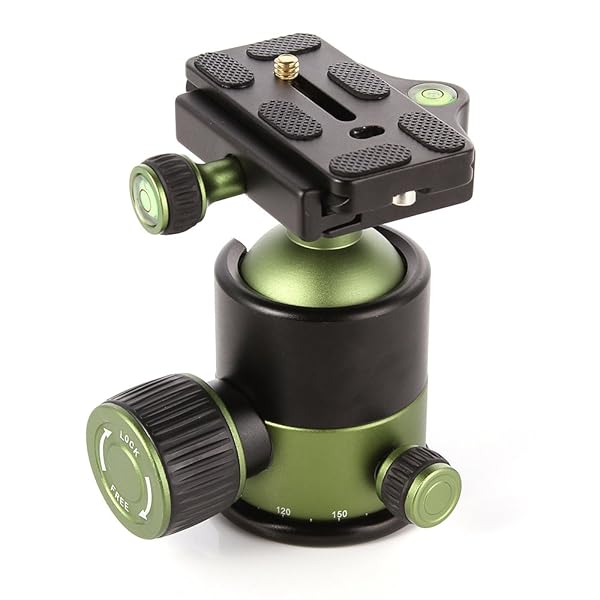 FocusFoto FocusFoto 360 Degree 20KG Aluminium Alloy Metal Heavy Duty Camera Tripod Ballhead Ball Head with 1/4" Screw Thread QR Quick Release Plate Green - View 2 of 8