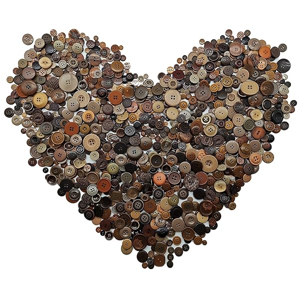Qovydx 600-700 Assorted Brown Craft Buttons for DIY, Sewing & Decoration - Bulk Pack for Arts & Crafts Projects