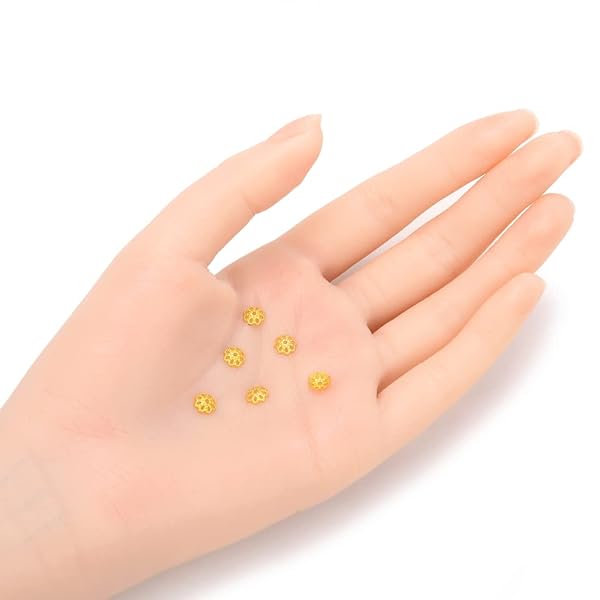 Adabele 200pcs Gold Plated Filigree Flower Bead Caps 6mm for DIY Jewelry Making Craft Supplies - View 4 of 5