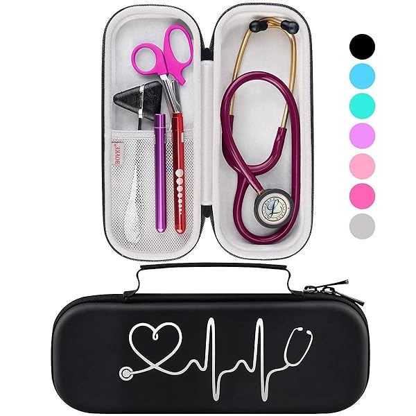Buy BOVKE Stethoscope Case for 3M Littmann & MDF - Extra Room for Scissors & Penlights, Lightweight & Durable, Black