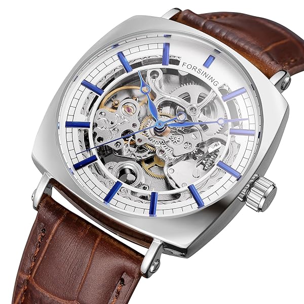 FORSINING Forsining Men's Skeleton Dial Automatic Self-Winding Watch with Genuine Leather Strap Stylish and Durable Timepiece - View 4 of 8