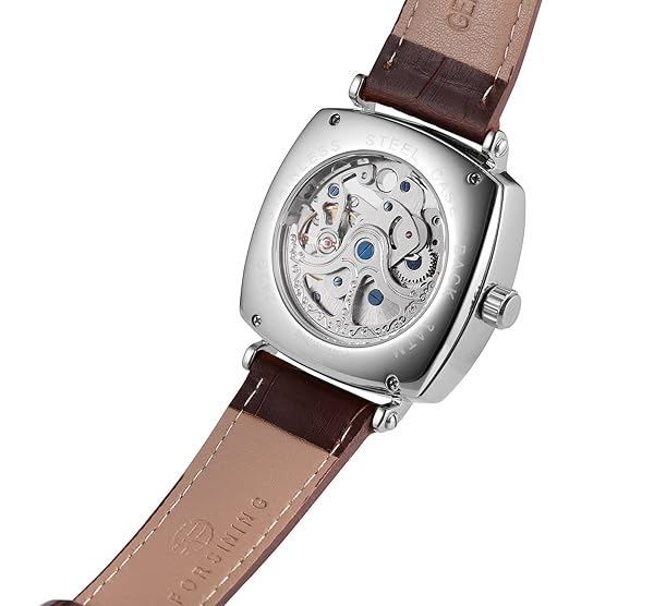 FORSINING Forsining Men's Skeleton Dial Automatic Self-Winding Watch with Genuine Leather Strap Stylish and Durable Timepiece - View 6 of 8