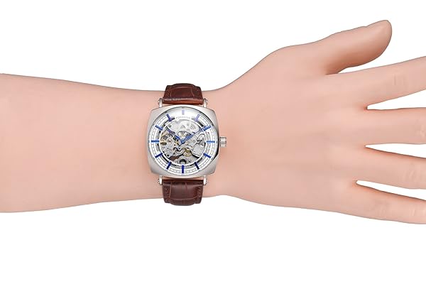 FORSINING Forsining Men's Skeleton Dial Automatic Self-Winding Watch with Genuine Leather Strap Stylish and Durable Timepiece - View 8 of 8