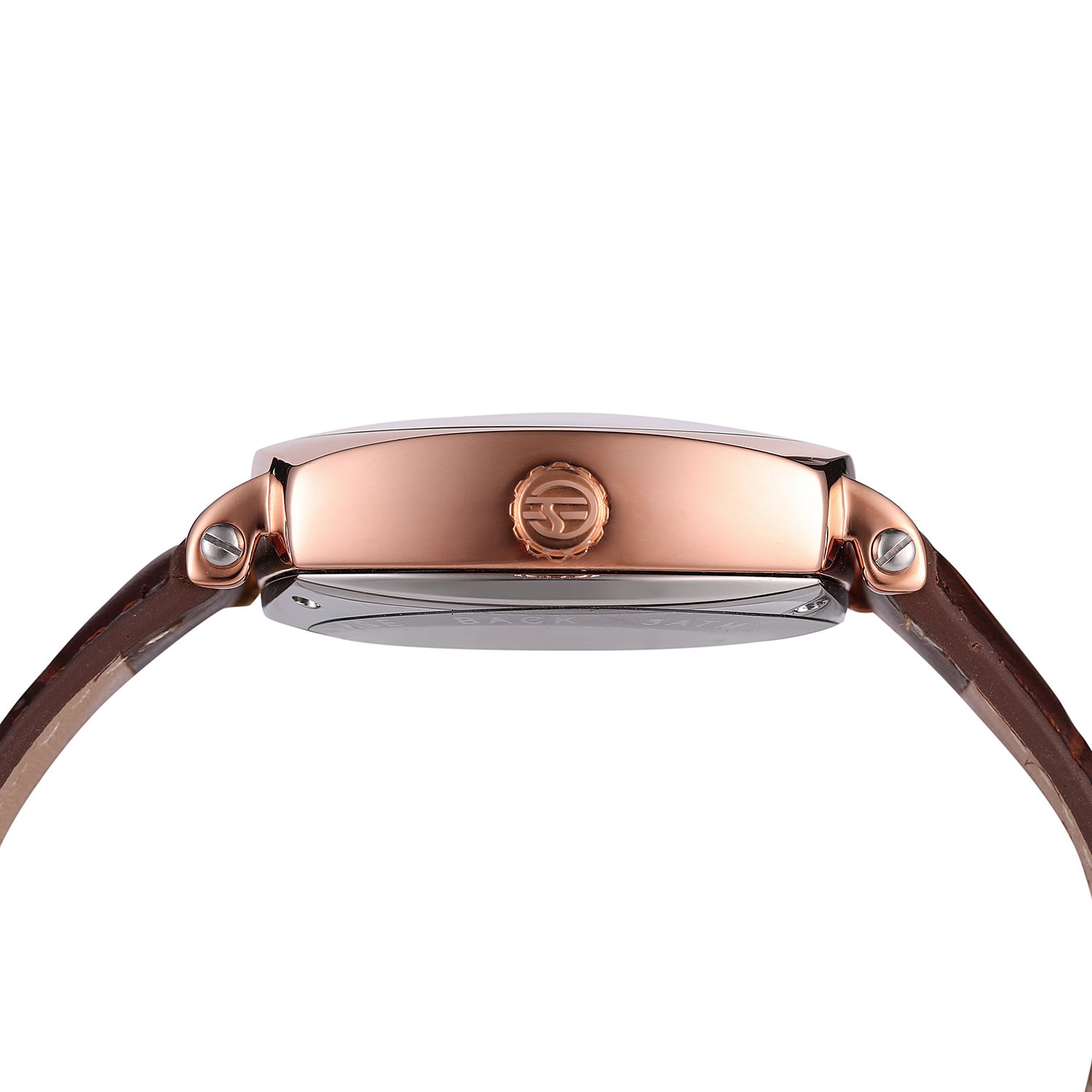 Forsining Men's Automatic Self-Winding Skeleton Square Watch with Leather Strap Quality Timepiece - View 4 of 6