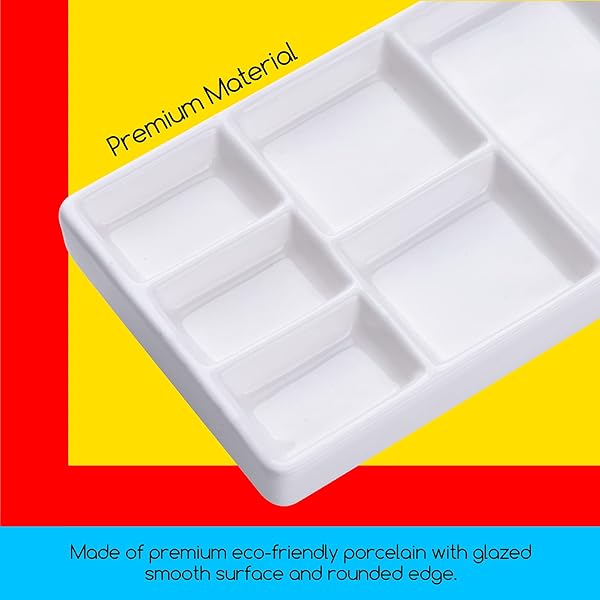 MEEDEN MEEDEN 9-Well Ceramic Paint Palette for Watercolor, Gouache & Acrylic - 6.8x3.3 Inch Artist Tool - View 4 of 6