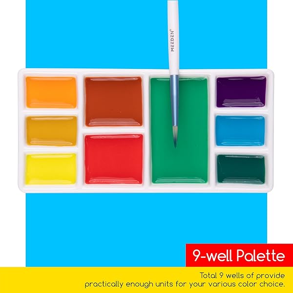 MEEDEN MEEDEN 9-Well Ceramic Paint Palette for Watercolor, Gouache & Acrylic - 6.8x3.3 Inch Artist Tool - View 5 of 6
