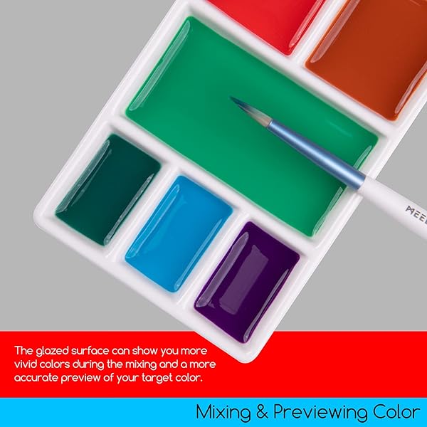 MEEDEN MEEDEN 9-Well Ceramic Paint Palette for Watercolor, Gouache & Acrylic - 6.8x3.3 Inch Artist Tool - View 6 of 6