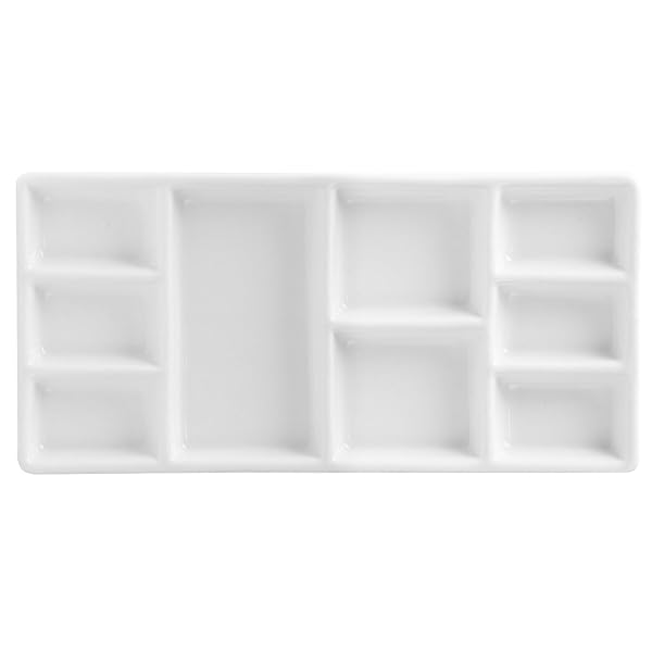 MEEDEN MEEDEN 9-Well Ceramic Paint Palette for Watercolor, Gouache & Acrylic - 6.8x3.3 Inch Artist Tool - View 2 of 6