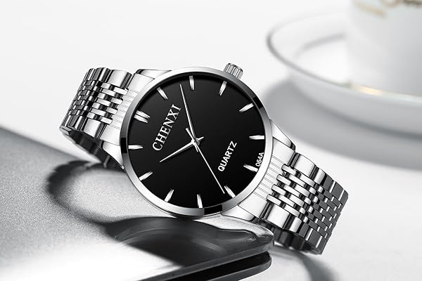 MASTOP Mens Waterproof Analog Quartz Classic Dress Watch Full Steel Luxury Wrist Watch for Men Black - View 3 of 6