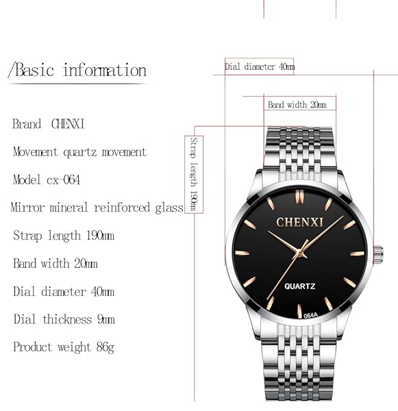 MASTOP Mens Waterproof Analog Quartz Classic Dress Watch Full Steel Luxury Wrist Watch for Men Black - View 6 of 6