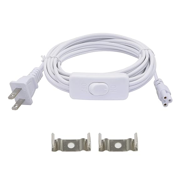 SinLoon SinLoon UL-LP Certified 18AWG LED Wire Connector Power Cord with On/Off Switch for T5 T8 Light Tubes - 9.8FT Extension Cable