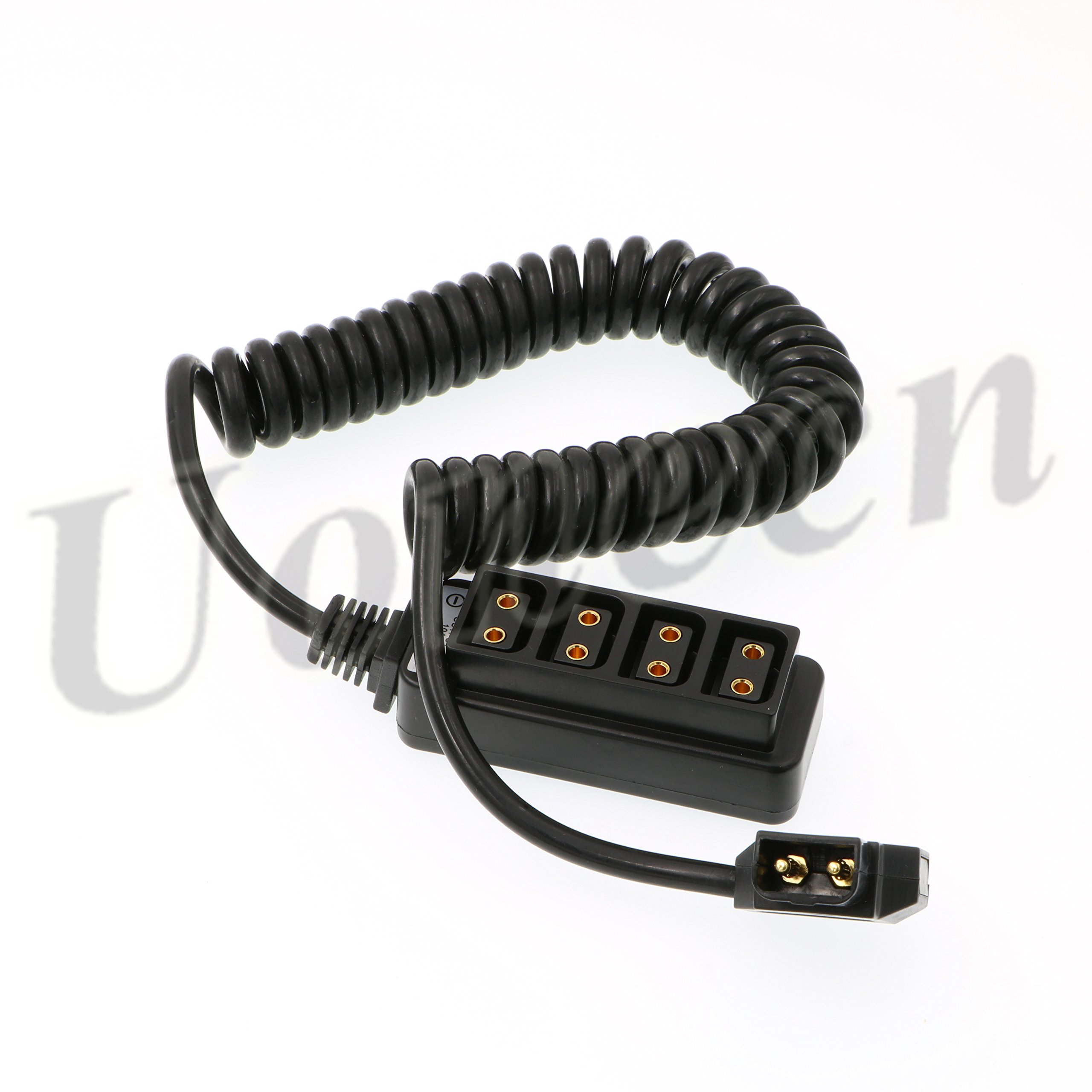 Uonecn Photography Power Coiled Cable D-tap B-Type Male to 4 Port D-Tap Female for Anton Bauer V-Mount Battery Adapter