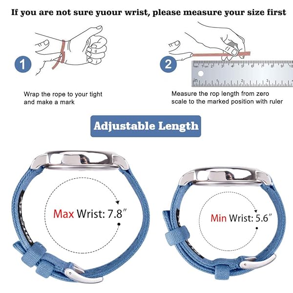 Ritche Ritche 22mm Canvas Wristbands: Quick Release Blue Watch Bands - Perfect White Elephant Gifts & Stocking Stuffers for Men & Women - View 6 of 8