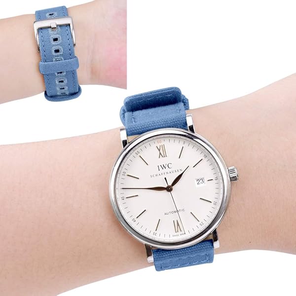 Ritche Ritche 22mm Canvas Wristbands: Quick Release Blue Watch Bands - Perfect White Elephant Gifts & Stocking Stuffers for Men & Women - View 7 of 8