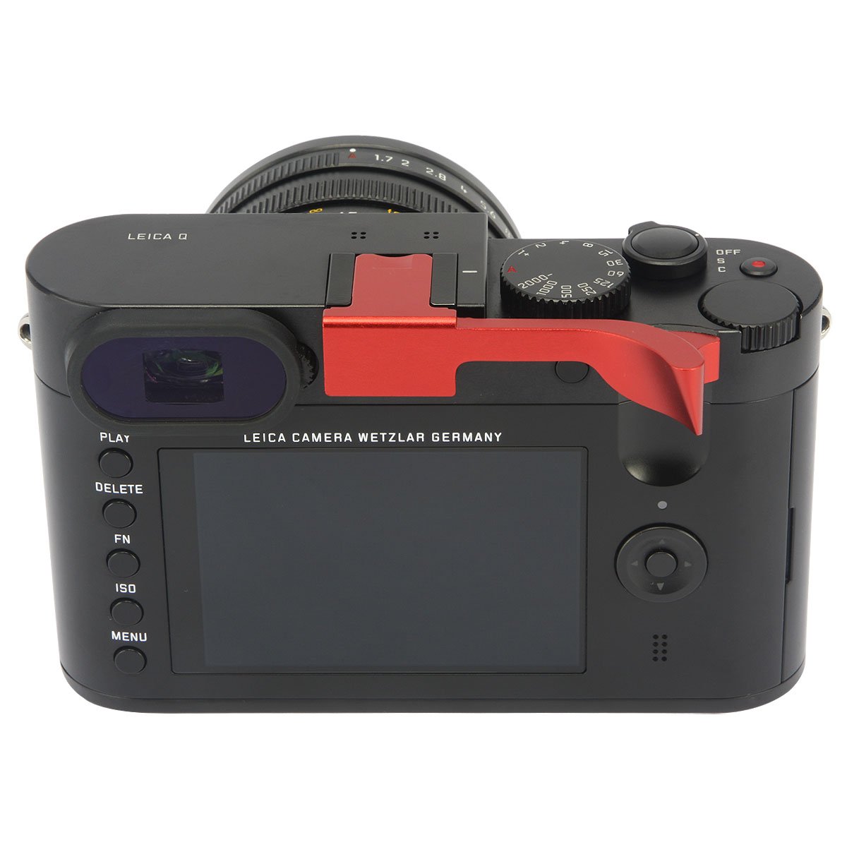 Haoge THB-LR Metal Hot Shoe Thumb Up Rest for Leica Q/Q-P Typ 116 - Red Hand Grip Accessory