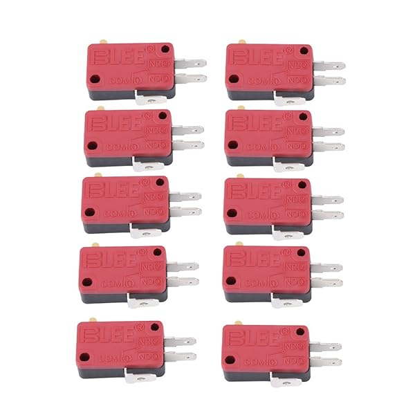 Hilitand 10Pcs Red 3-Pin Push Button Micro Switch for Arcade Gaming - Hilitand Replacement - View 4 of 9
