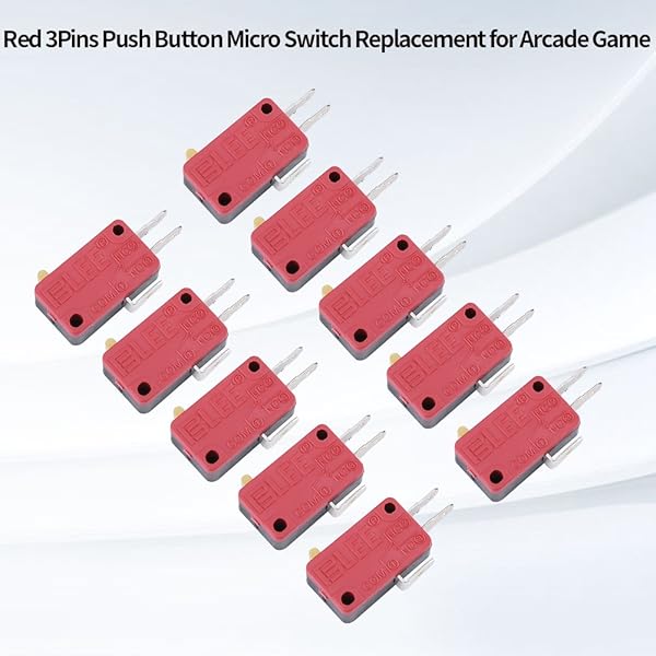 Hilitand 10Pcs Red 3-Pin Push Button Micro Switch for Arcade Gaming - Hilitand Replacement - View 8 of 9