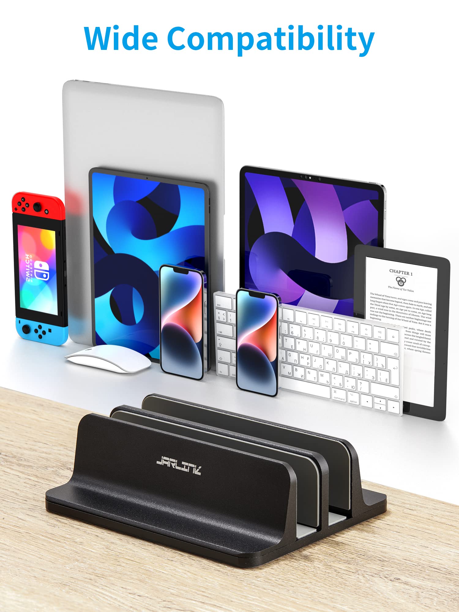 JARLINK JARLINK Vertical Laptop Stand Holder Adjustable Dock for Up to 17.3 inch Laptops Compatible with MacBook Surface Chromebook Gaming Laptops Black - View 2 of 7