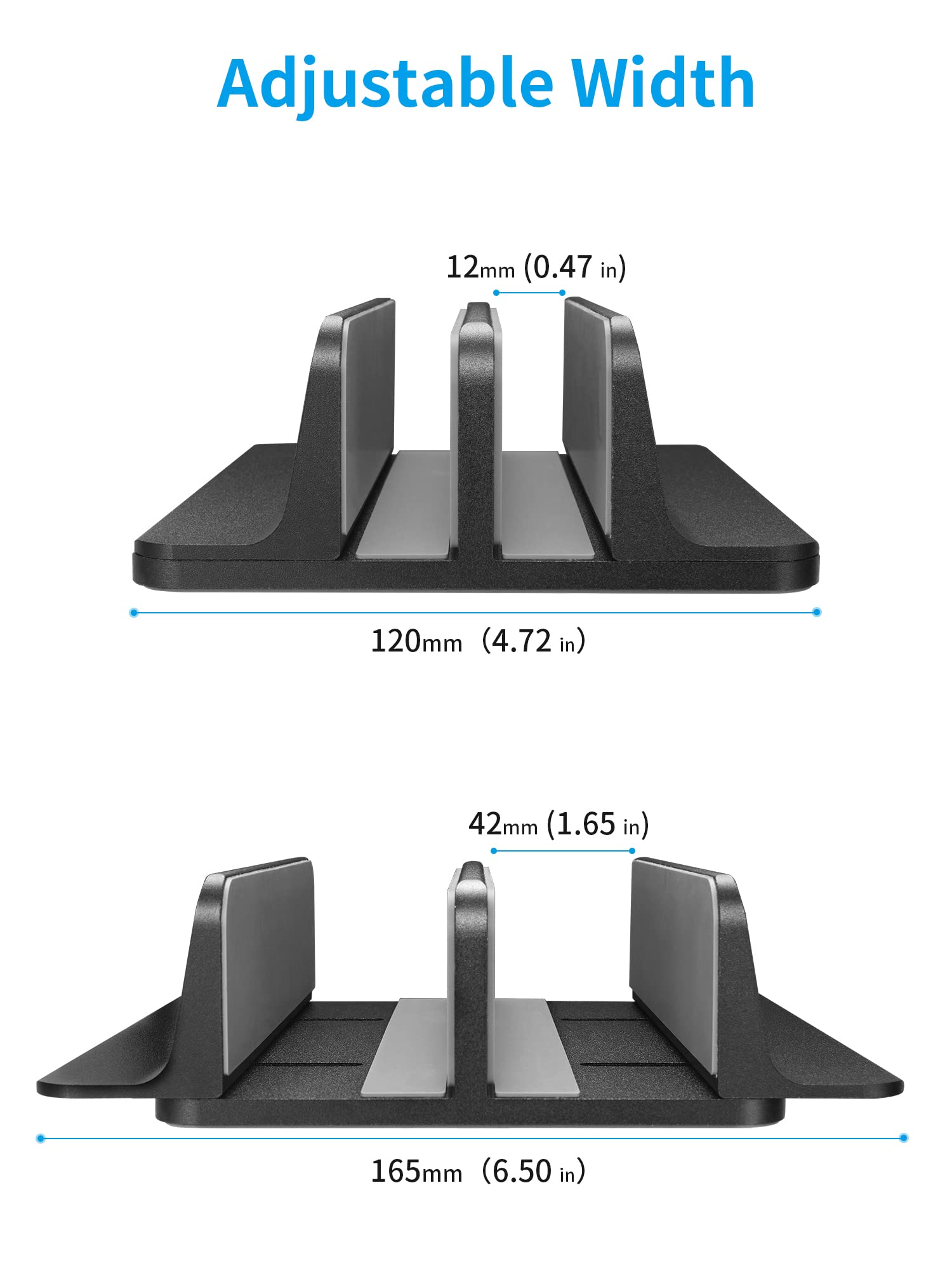 JARLINK JARLINK Vertical Laptop Stand Holder Adjustable Dock for Up to 17.3 inch Laptops Compatible with MacBook Surface Chromebook Gaming Laptops Black - View 3 of 7