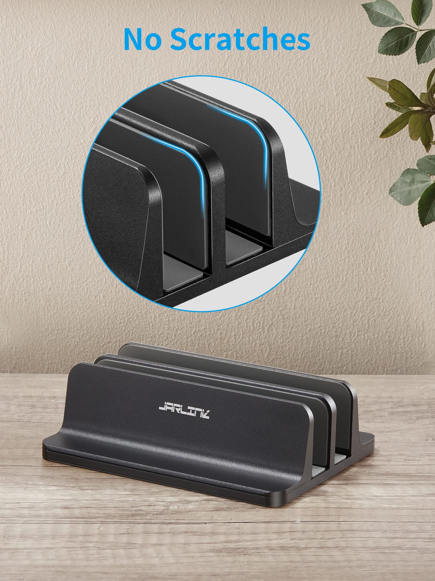 JARLINK JARLINK Vertical Laptop Stand Holder Adjustable Dock for Up to 17.3 inch Laptops Compatible with MacBook Surface Chromebook Gaming Laptops Black - View 7 of 7