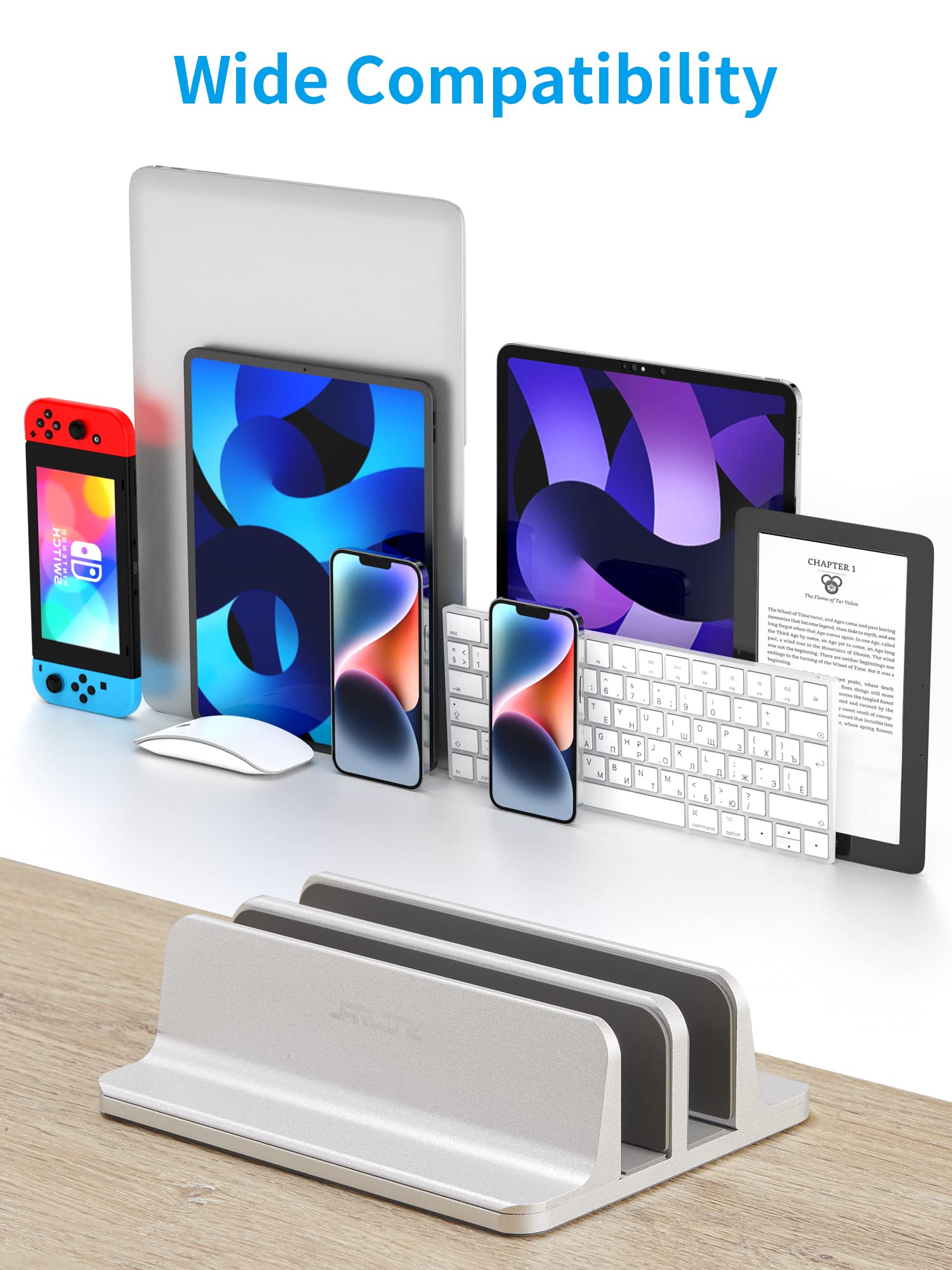 JARLINK JARLINK Vertical Laptop Stand Adjustable Aluminum Holder for Up to 17.3 Inch Laptops Compatible with MacBook Surface Chromebook Gaming Laptops Silver - View 2 of 7